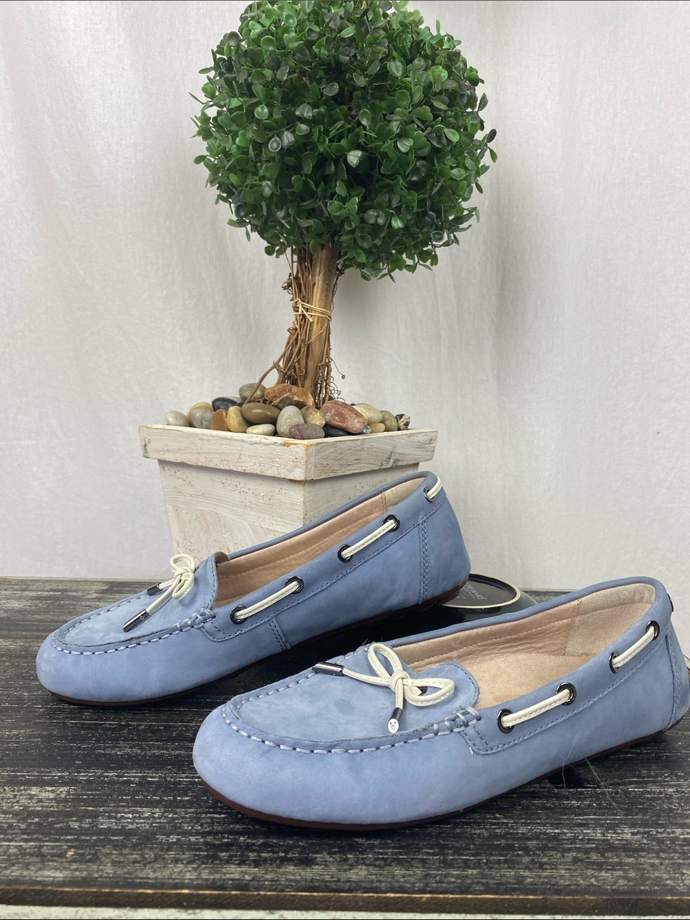 Vionic Blue Virginia Suede Slip On Topsider Boat Shoes 8